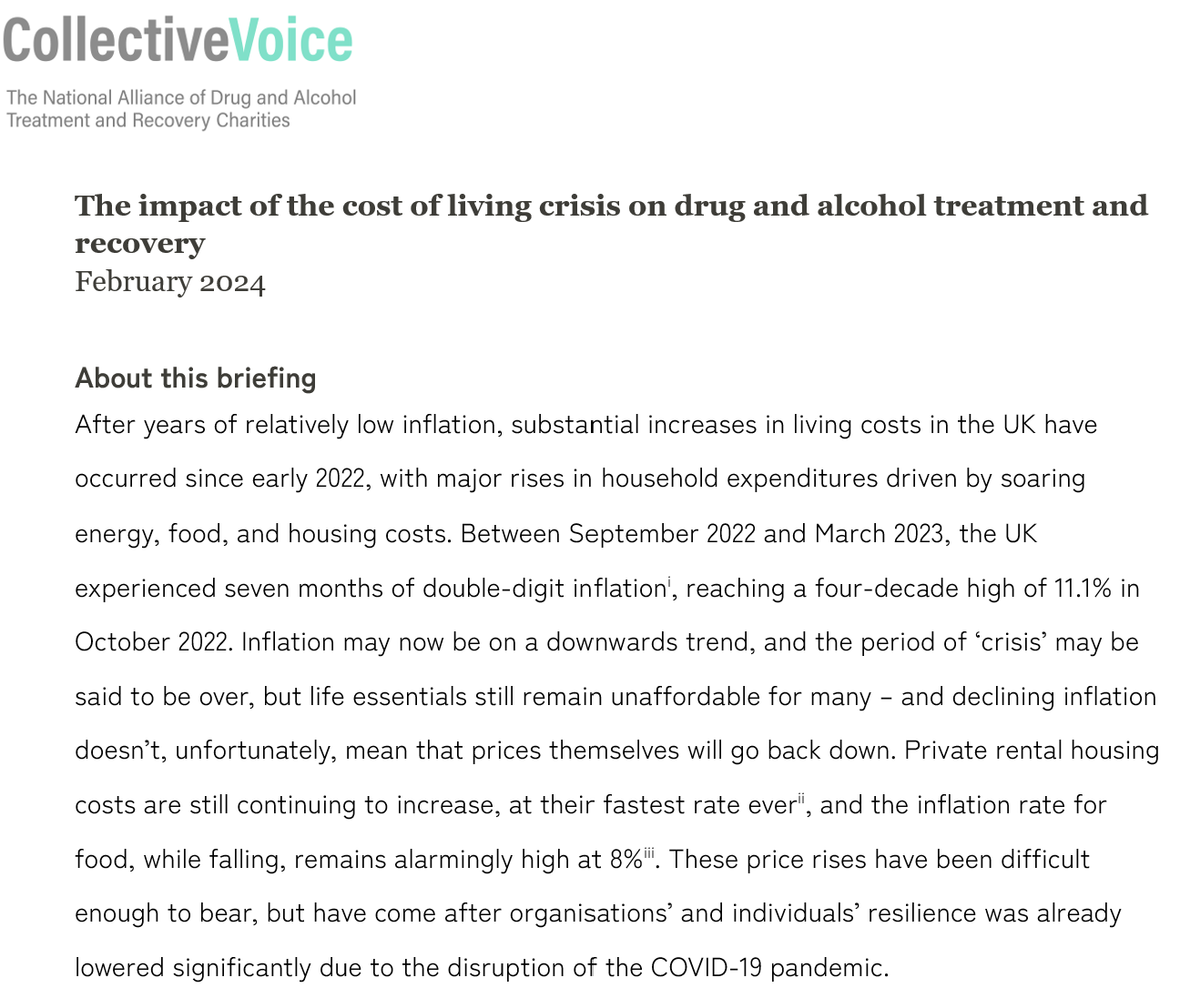 The impact of the cost of living crisis on drug and alcohol treatment ...